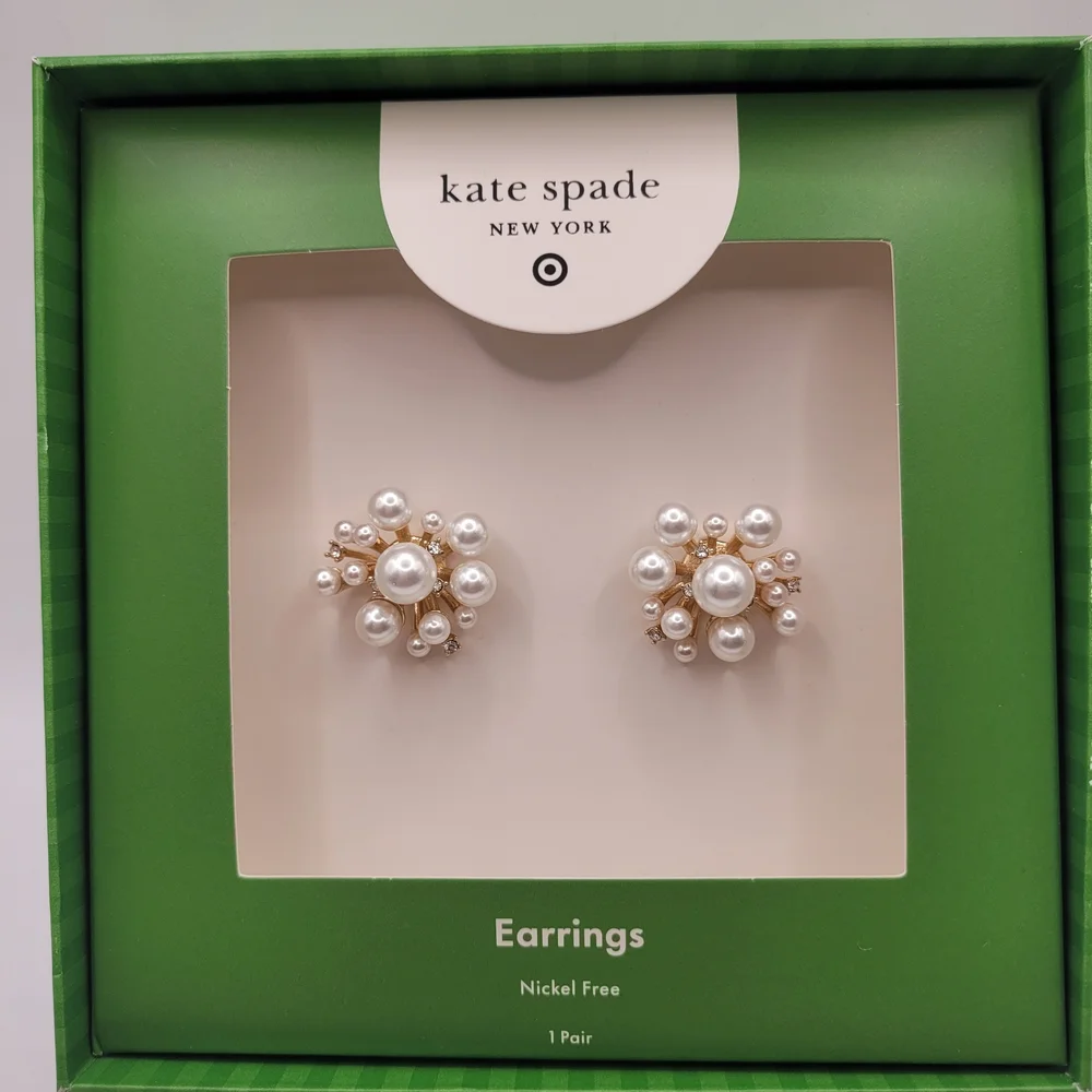 Kate Spade White and Gold Pearl Earrings